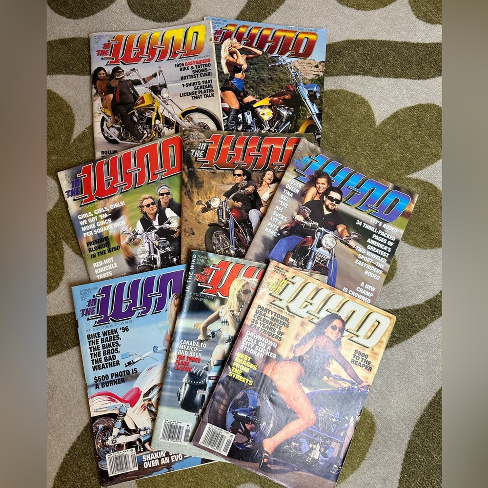 8 Issues 90s "In The Wind" Biker Magazine